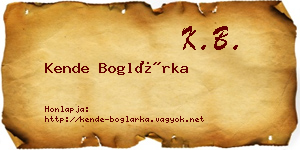 Kende Boglárka névjegykártya